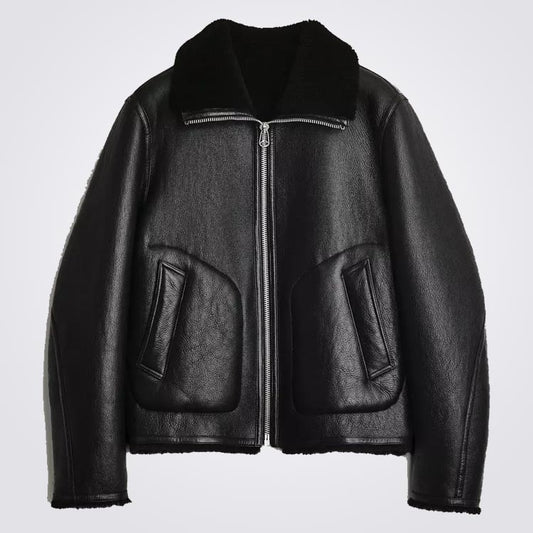 Shearling Moto Jacket - Fashion Leather Jackets USA - 3AMOTO