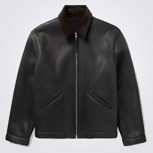 Shearling Trimmed Jacket - Fashion Leather Jackets USA - 3AMOTO