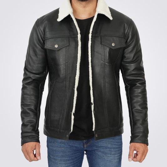 Shearling Trucker Jacket For Men - 3amoto shop