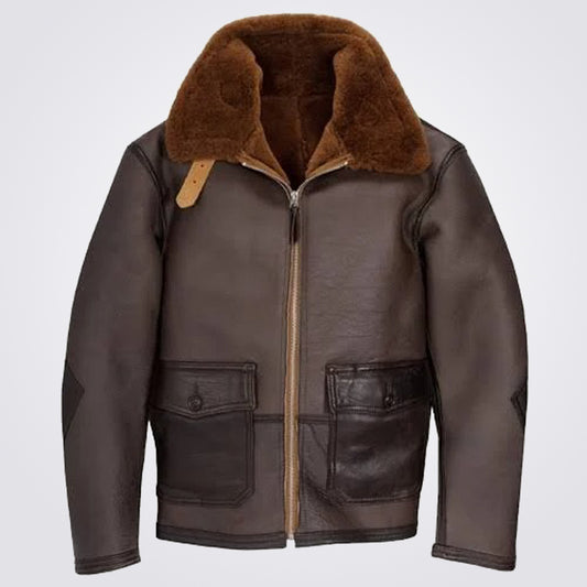 Sheepskin Flight Bomber Jacket Coat for Men - 3amoto shop