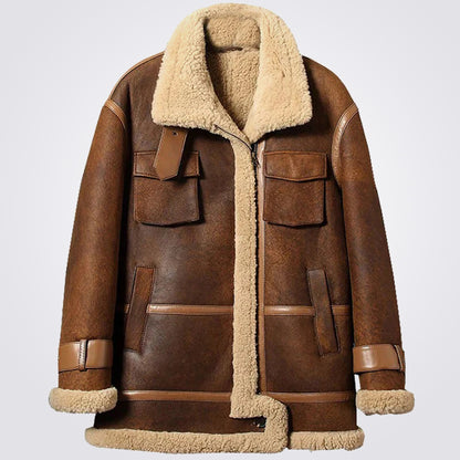 Sheepskin Shearling Long Coat For Men