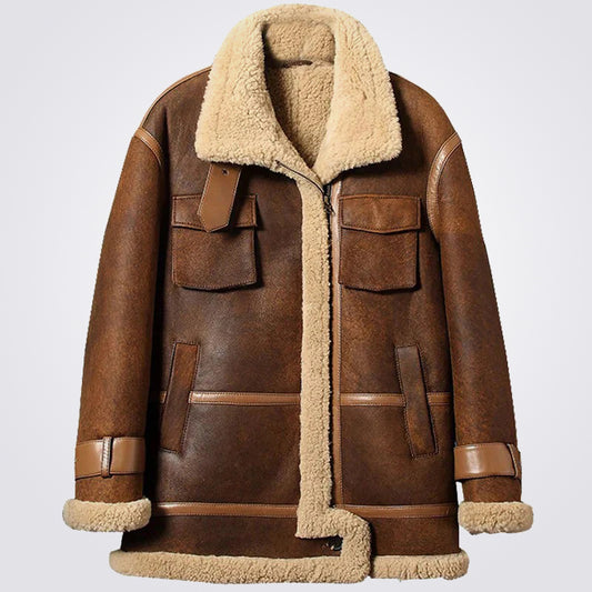 Sheepskin Shearling Long Coat For Men - 3amoto shop