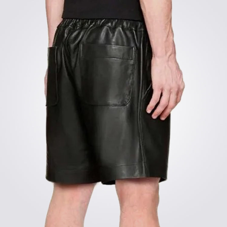 Black Leather Shorts for Men