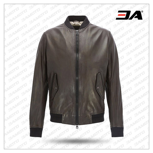 Lightweight Fashion Leather Bomber Jacket - Black Jacket - 3amoto shop