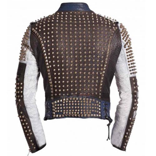 Spided Leather Jacket Mens