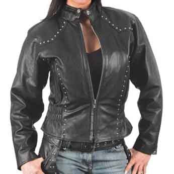 Studded Leather Motorcycle Jacket for Women - 3amoto shop