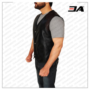 Men Cowboy Leather Vest