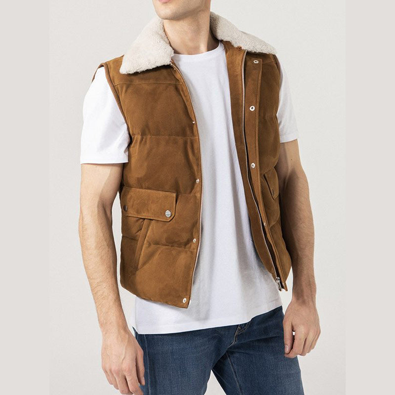 Suede Leather Vest For Mens