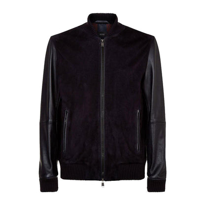 Boss Suede and Leather Bomber Jacket Classic Varsity Jacket