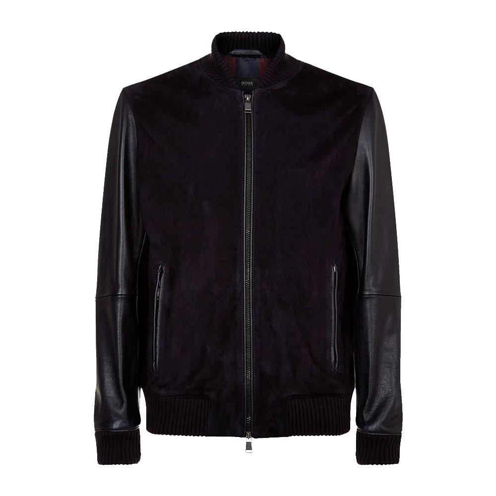 Boss Suede and Leather Bomber Jacket - 3amoto