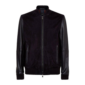 Boss Suede and Leather Bomber Jacket - 3amoto