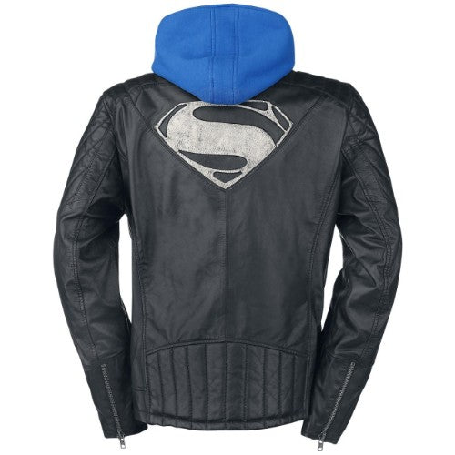 Superman Genuine Real Leather Jacket with Hoodie - Fashion Leather Jackets USA - 3AMOTO