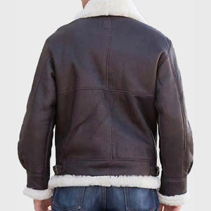 Sylvester Stallone Shearling Aviator Brown Leather Jacket