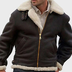 Sylvester Stallone Shearling Brown Aviator Leather Jacket