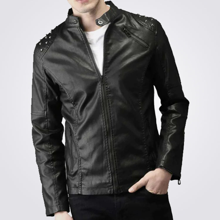 Black leather jacket with clearance spikes