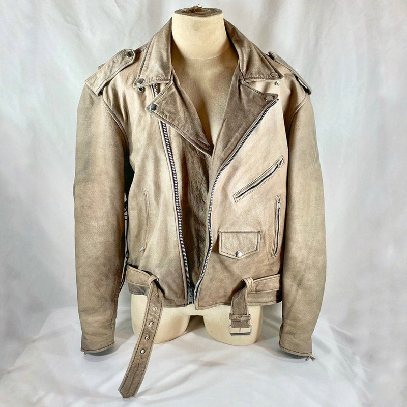 Tan Leather Biker Jacket 1980's Unisex