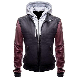 Real Leather Jacket With Hoodie