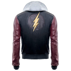 The Flash Genuine Real Leather Jacket With Hoodie
