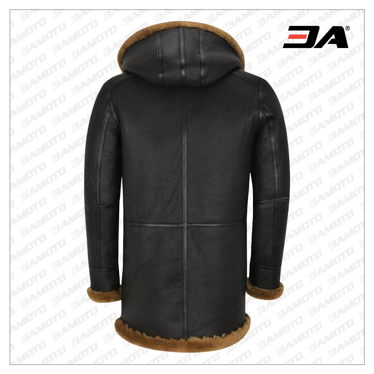 Trending Men Black Shearling Coat with Hoodie