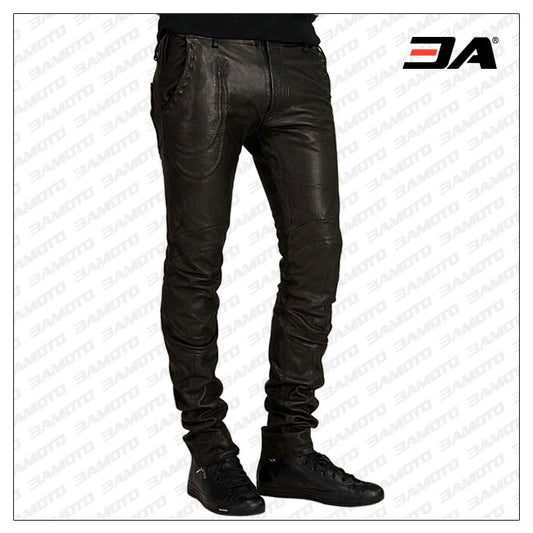 Unique Paneled Leather Pant For Men - Fashion Leather Jackets USA - 3AMOTO