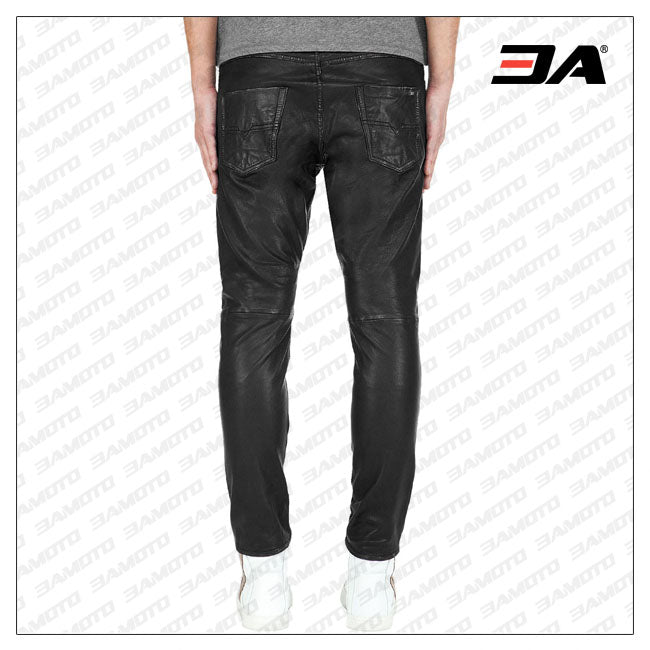 SLIM FIT SLIGHTLY TAPERED LEATHER PANT FOR MEN