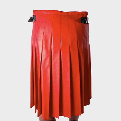 VOGUISH MULTIPLE PLEATED LEATHER KILT