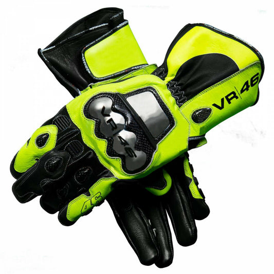 Valentino Rossi 2018 Motogp VR46 Leather Motorbike Leather Gloves - 3amoto shop