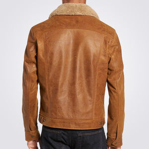 Vintage Leather Shearling Trucker Jacket