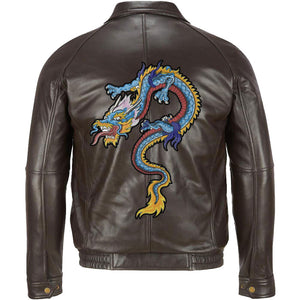 Wilsons Leather Contemporary Lamb Bomber Jacket with dragon embroidery - 3amoto
