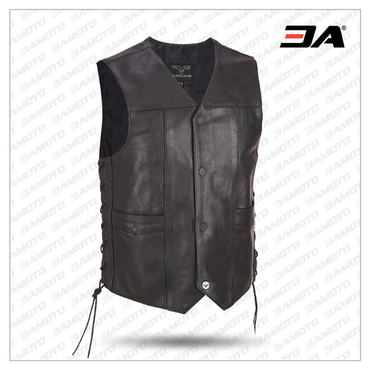 Wilsons Leather Performance Lace-up Motorcycle Leather Vest - 3amoto shop