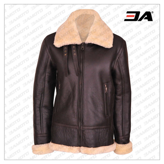 Women B3 Aviator Shearling Leather Jacket - Fashion Leather Jackets USA - 3AMOTO