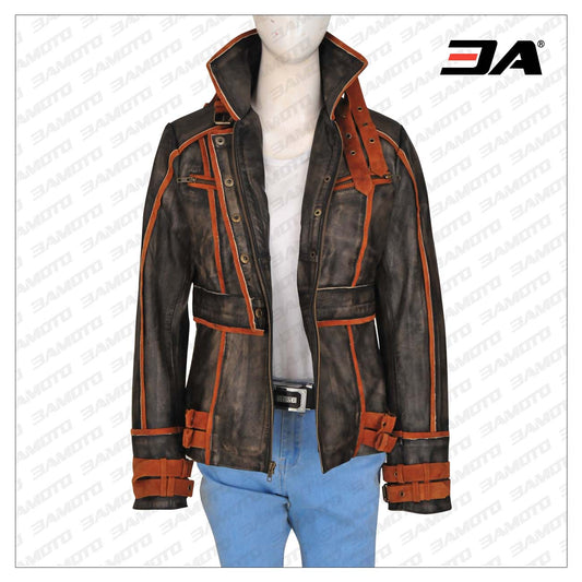 Women Ruff Buff Leather Jacket: A chic and edgy women's leather jacket with a distinctive ruff buff texture, perfect for making a fashion statement. - Fashion Leather Jackets USA - 3AMOTO