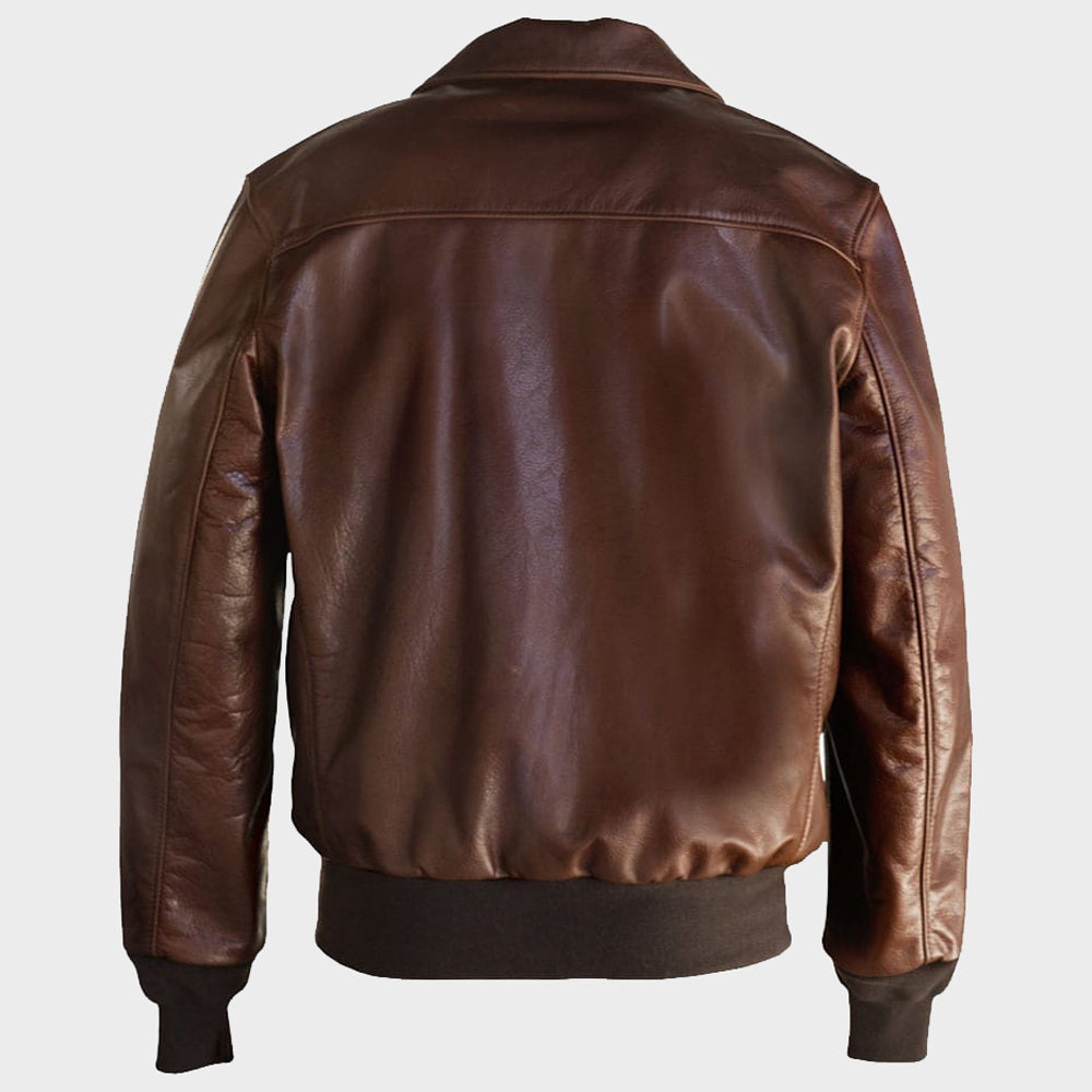 Waxed Natural Pebbled Cowhide A-2 Leather Flight Jacket