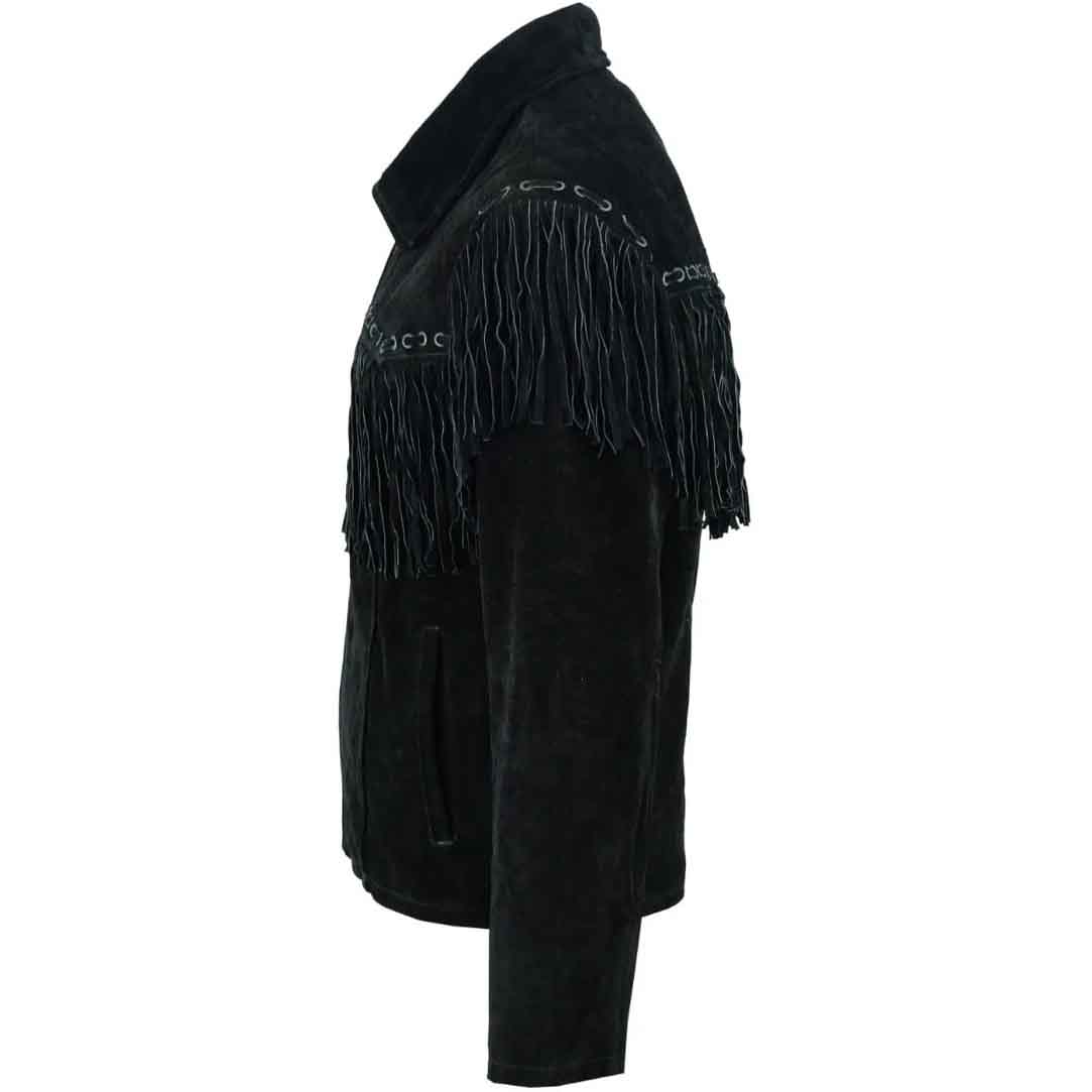 Western Leather Jacket With Fringe Tassels