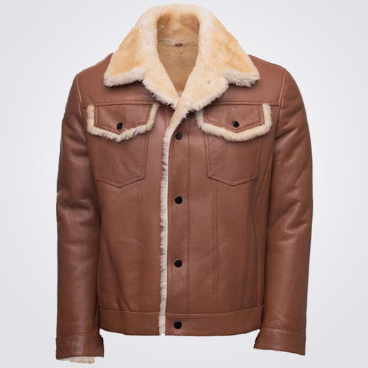 Western Shearling Trucker Coat For Men - 3amoto shop