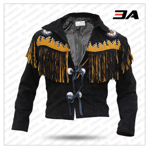 Western Leather Indian Western Carnival Fasching Jacket Color Black