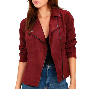 Willa Holland Arrow Season 5 Red Suede Leather Jacket