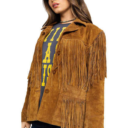 Women’s Brown Fringe Suede Leather Jacket