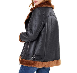 Women Aviator Leather Jacket