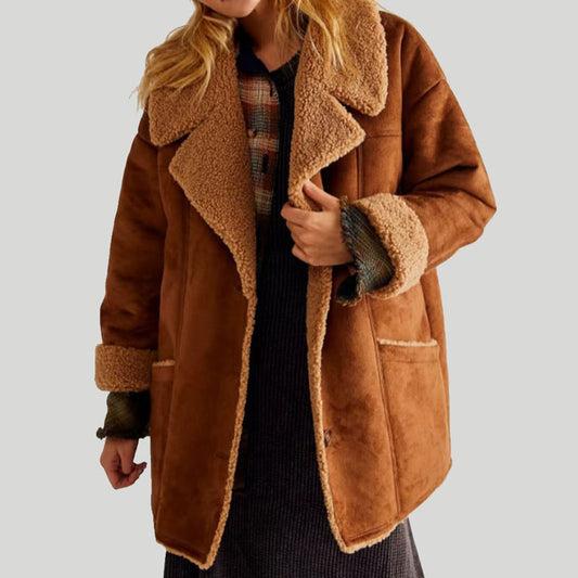 Women Aviator RAF Flight Shearling Fur Coat - 3amoto shop