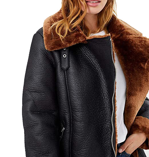 Women B3 Bomber Aviator Flying Real fur Sheepskin Shearling Leather Ja