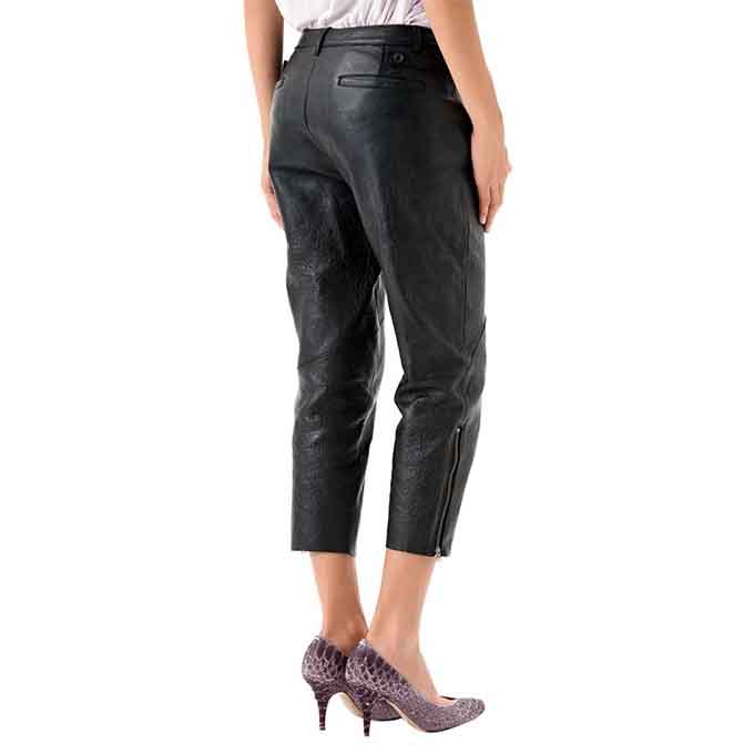 Women Biker Leather Pants With Buckles