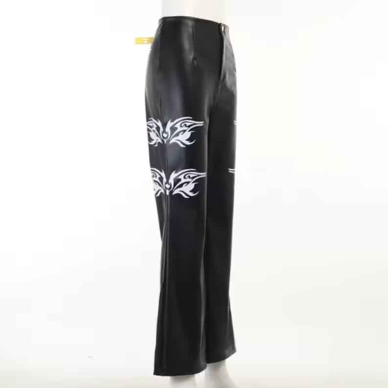 Women Black Leather Streetwear Goth Pants