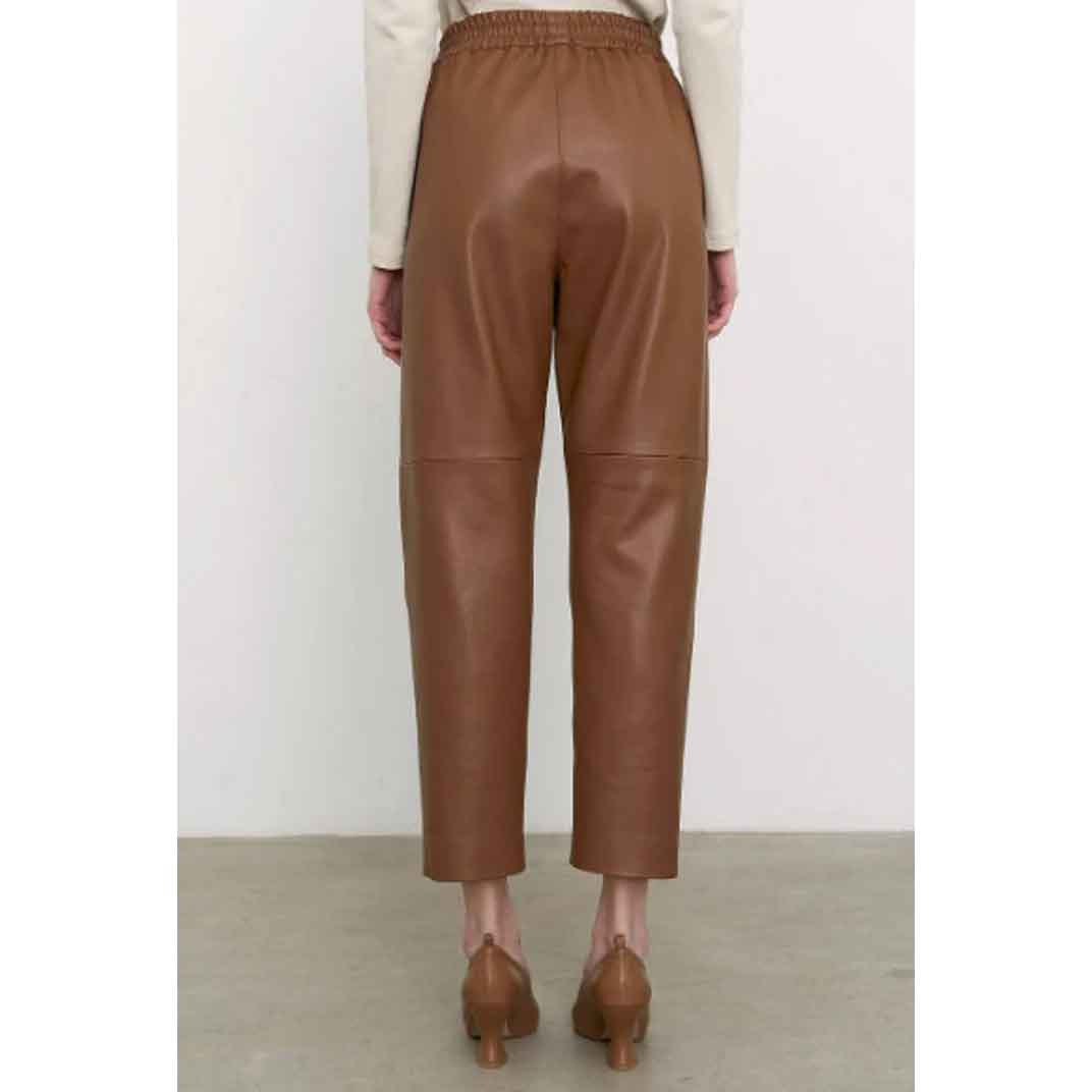 Women Brown Leather Trousers