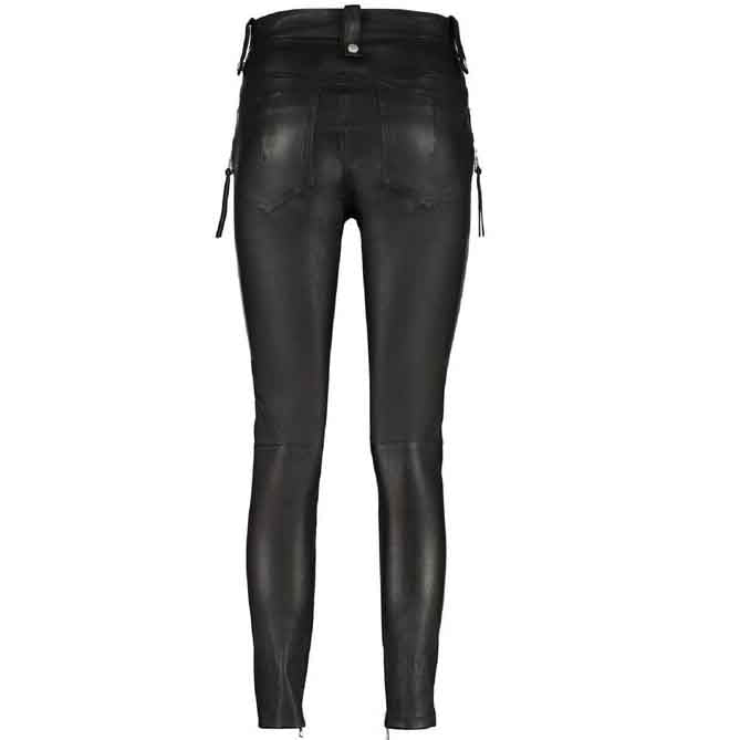 Women Biker Leather Pants With Buckles