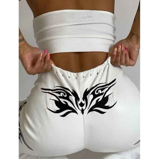 Women White Leather Streetwear Goth Pants - Fashion Leather Jackets USA - 3AMOTO