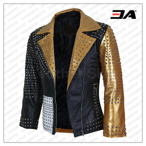 Women Black And Gold Leather Jacket