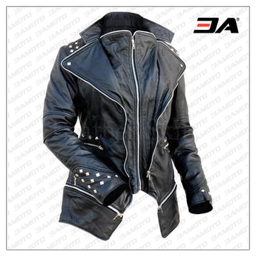 Alaïa Studded Leather Bomber Jacket in Black