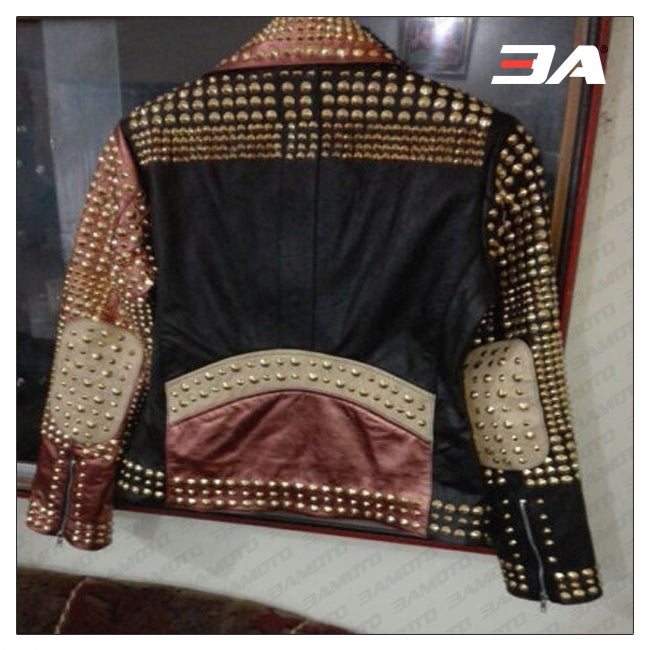 Shop Women Fashion Studded Punk Rock Leather Jacket