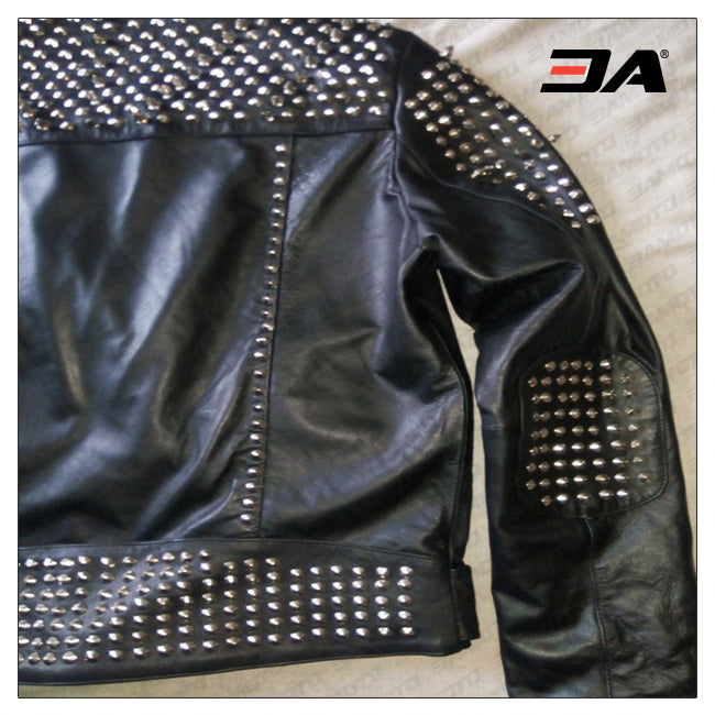 Fashion Brand Leather Jacket Women's Chain Studded Rock Punk Badge  Locomotive Knight Black Short Coat Leather Top DJ987
